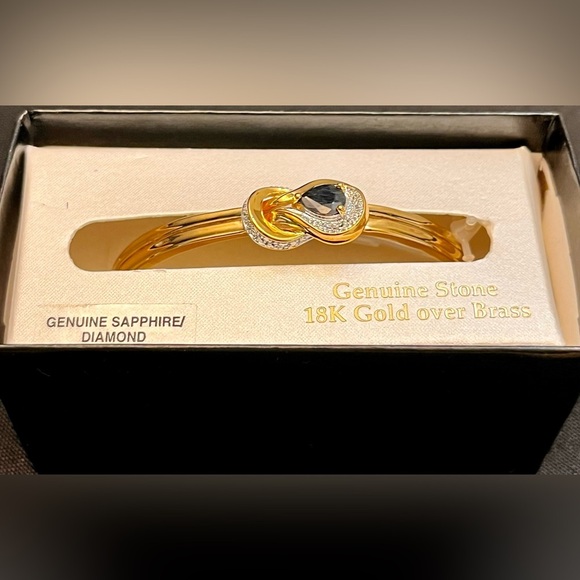 PAC Demure 18K Gold over Brass Sapphire and Diamond Infinity Bracelet New in Box - Picture 16 of 17